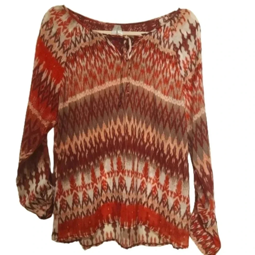 Vanity Longsleeve Boho Semi Sheer Blouse Size Medium